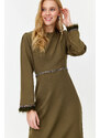 Trendyol Khaki Stone and Cuff Detailed Evening Dress