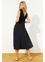 Trendyol Black Waist Open Maxi Fabric Mixed Woven Dress