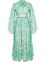 Trendyol Green Woven Lined Chiffon Floral Evening Dress