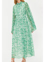 Trendyol Green Woven Lined Chiffon Floral Evening Dress