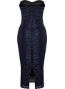 Trendyol Navy Blue Covered Body Fitted Lined Glitter Dress