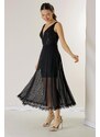 By Saygı Top Sequin Lace Skirt Pleated Tulle Dress