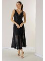 By Saygı Top Sequin Lace Skirt Pleated Tulle Dress