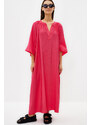 Trendyol Fuchsia V-Neck Half Sleeve Aerobin Woven Kimono & Kaftan Dress