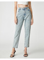 Koton High Waist Jeans Volný střih Light Slim Leg - Mom Jeans