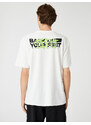 Koton Oversize tričko Motto Printed Crew Neck Krátký rukáv