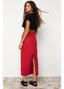 Trendyol Red Slit Maxi Denim Skirt