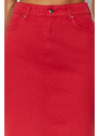 Trendyol Red Slit Maxi Denim Skirt