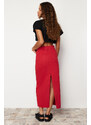 Trendyol Red Slit Maxi Denim Skirt