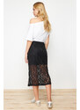 Trendyol Black Lining Detailed Lace Midi Length Woven Skirt