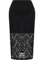 Trendyol Black Lining Detailed Lace Midi Length Woven Skirt
