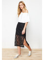 Trendyol Black Lining Detailed Lace Midi Length Woven Skirt