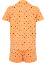 Trendyol Orange Multicolor 100% Cotton Polka Dot Knitted Pajamas Set