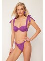 Trendyol Purple Balconette Tied Silvery Regular Bikini Set