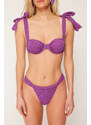 Trendyol Purple Balconette Tied Silvery Regular Bikini Set