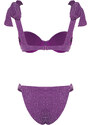 Trendyol Purple Balconette Tied Silvery Regular Bikini Set