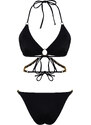 Trendyol Black High Leg Regular Bikini Set with Triangle Chain Accessory