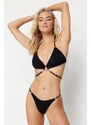 Trendyol Black High Leg Regular Bikini Set with Triangle Chain Accessory