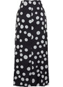 Trendyol Black Polka Dot Slit Detailed Satin Maxi Length Woven Skirt