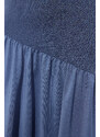 Trendyol Premium Indigo Textured Fabric Detail Maxi Skirt