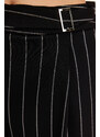 Trendyol Black Wide Leg Silvery Detail Striped Woven Trousers