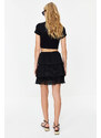 Trendyol Black Pleated Skirt Ruffled Chiffon Mini Woven Skirt