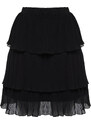 Trendyol Black Pleated Skirt Ruffled Chiffon Mini Woven Skirt