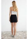 Trendyol Black Buttoned Front High Waist Mini Denim Skirt