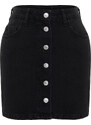 Trendyol Black Buttoned Front High Waist Mini Denim Skirt
