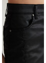 Trendyol Black Coated Slit High Waist Mini Denim Skirt