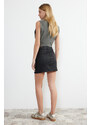 Trendyol Black Coated Slit High Waist Mini Denim Skirt