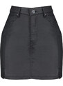 Trendyol Black Coated Slit High Waist Mini Denim Skirt