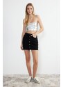 Trendyol Black Buttoned Front High Waist Mini Denim Skirt