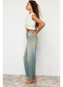 Trendyol Blue Pale Wash Effect Vintage Normal Waist Wide Leg Jeans