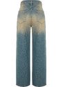 Trendyol Blue Pale Wash Effect Vintage Normal Waist Wide Leg Jeans