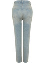 Trendyol Blue Pale Effect Vintage High Waist Slim Mom Jeans