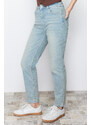 Trendyol Blue Pale Effect Vintage High Waist Slim Mom Jeans