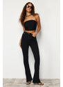 Trendyol Black Cuff Detail High Waist Skinny Flare Jeans