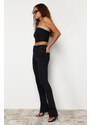 Trendyol Black Cuff Detail High Waist Skinny Flare Jeans