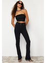 Trendyol Black Cuff Detail High Waist Skinny Flare Jeans