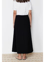 Trendyol Black Elastic Waist Plain Knitted Skirt