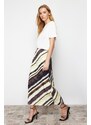 Trendyol Multicolored Satin Patterned A-line Midi Woven Skirt