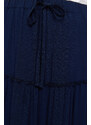 Trendyol Navy Blue Flared Maxi Length Woven Skirt with Gather Detail at Waist