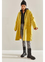 Bianco Lucci Women's Back Printed Hooded Long Raincoat