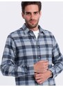 Ombre Clothing Originální flanelová károvaná modro šedá košile V1 SHCS-0150