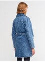 Dilvin 65336 Metal Buttoned Denim Trench Coat-Blue