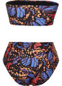 Trendyol Animal Print Strapless High Waist Hipster Bikini Set