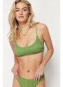 Trendyol Green Strapless Textured Bikini Top