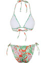 Trendyol Floral Patterned Triangle Embroidered Regular Bikini Set