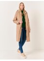 Jimmy Key Beige Loose Fit Hooded Midi Coat